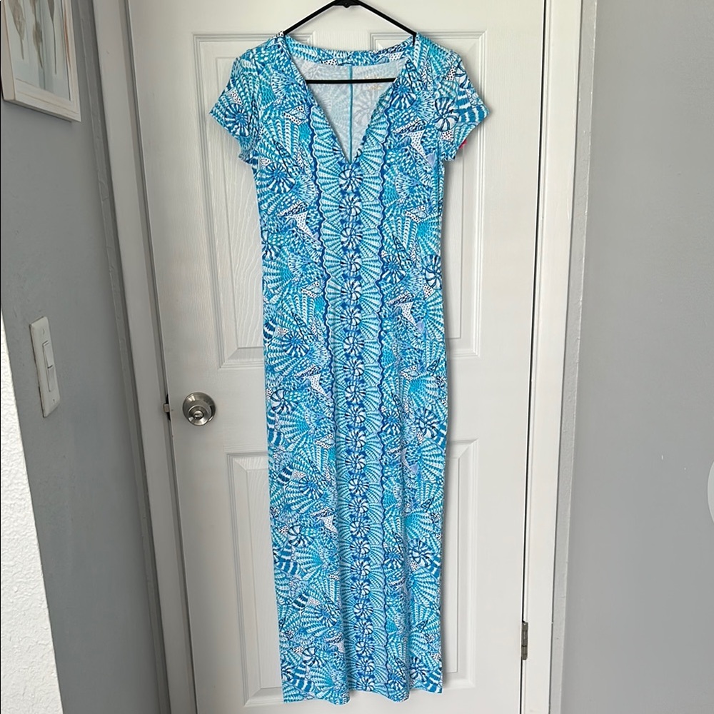 Lilly Pulitzer Sophiletta Short Sleeve Maxi Dress in Amalfi Blue - NWT XS